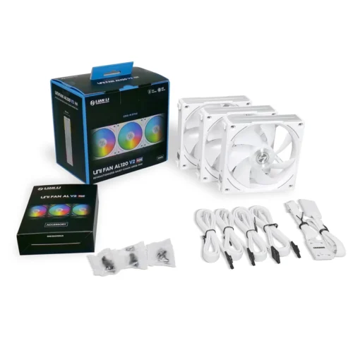 Lian Li UNI Fan AL120 V2 120mm PWM ARGB Triple Pack with Controller White - G99.12ALV23W.00