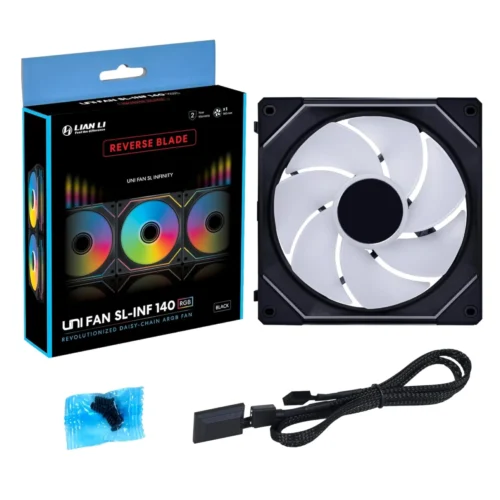 Lian Li UNI Fan SL-Infinity 140mm Reverse Blade ARGB PWM Fan Black - G99.14RSLIN1B.00
