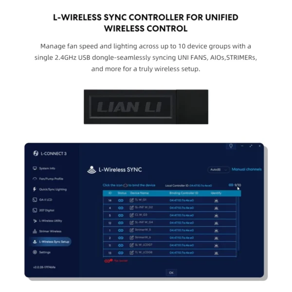 Lian Li UNI FAN CL Wireless Reverse 120 ARGB PWM 2150RPM FDB 120mm Case Fan Black Single Pack - G99.12RCL1W1B.00