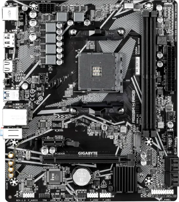 800 (1) GIGABYTE - A520M H ARGB Micro ATX AM4 DDR4 Motherboard - GA-A520M-H-ARGB