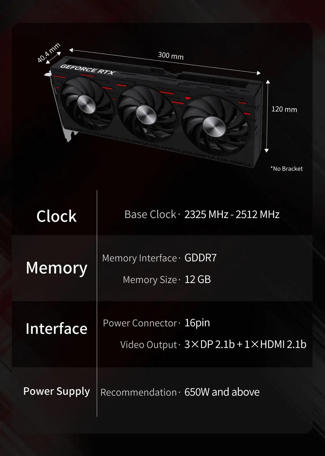 Colorful GeForce RTX 5070 Gaming 12GB GDDR7 192-bit Blackwell PCIe 5.0 - COLORFUL GEFORCE RTX5070 GAMING 12GB-V