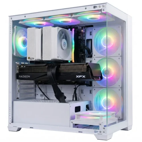 Tempo | AMD Ryzen 7 7800X3D and Radeon RX 9070 XT White Gaming PC - 4K High-End Desktop for Streaming and Content Creation