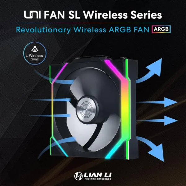Lian Li UNI FAN SL-INF Wireless 120mm Reverse Blade Black 1-Pack ARGB Fluid Dynamic Bearing - G99.12RSLIN1W1B.00