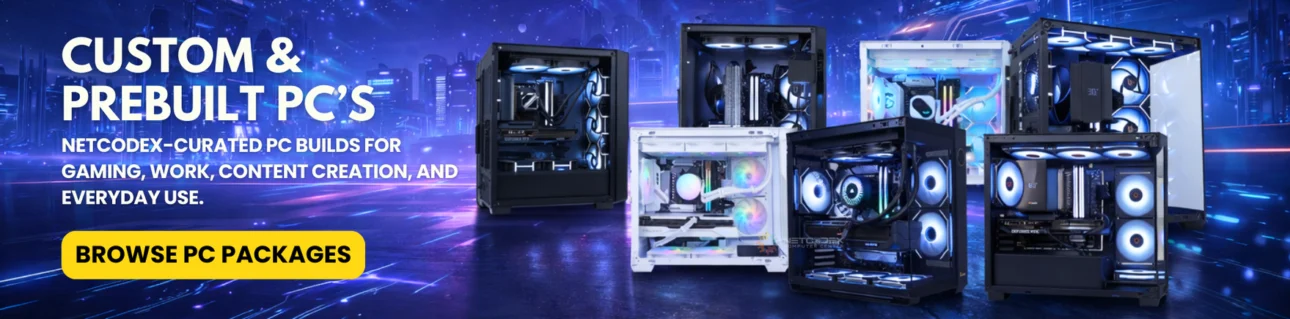 Custom PC packages and prebuilt PCs available at Netcodex
