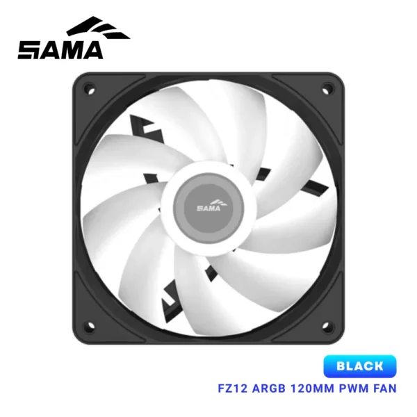 SAMA FZ12 ARGB Black 120mm PWM High Performance Case Fan - FZ12-BKAM1TOX-G