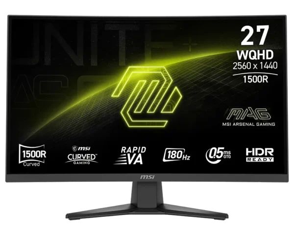 MSI MAG 275CQF E18 27-Inch WQHD 1500R Curved Rapid VA 180Hz 0.5ms Gaming Monitor - MAG 275CQF E18