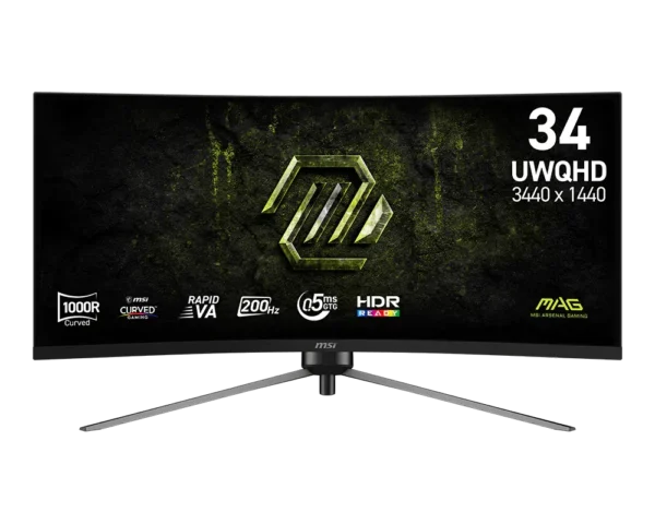 MSI MAG 345CQRF E20 34-Inch UWQHD 1000R Curved Rapid VA 200Hz 0.5ms Gaming Monitor - MAG 345CQRF E20