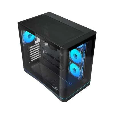 SAMA V62S Black Mid-Tower ATX Aquarium PC Case - ARGB Fans - Back-Connect Support - V62S-BKADA4X1-GL