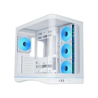 Sama V62S White ATX Mid-Tower Case - Tempered Glass, 4x 120mm Fans, USB Type-C - V62S-WHADA4X1-GL