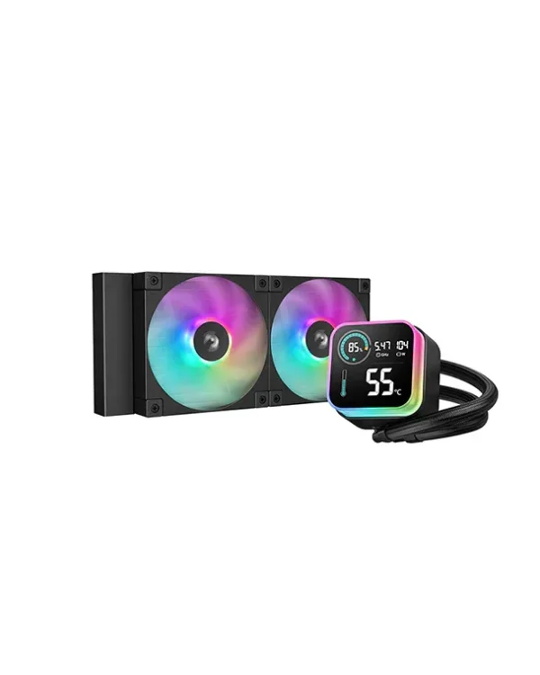 DeepCool LQ240 240mm AIO Liquid Cooler with Segment LCD Screen and ARGB Fans Black - R-LQ240-BKLSMW-G-1