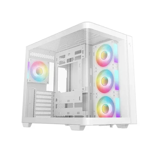 DeepCool CG530U 4F White Curved Glass Panoramic Dual-Chamber ATX Mid-Tower Case - R-CG530U-WHAGA4-G