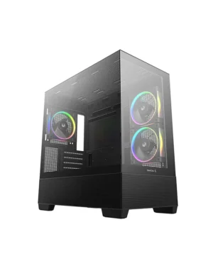 01 Deepcool CG380 3F Panoramic Micro-ATX PC Case Black - R-CG380-BKAGM3-G