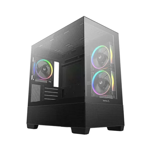 Deepcool CG380 3F Panoramic Micro-ATX PC Case Black - R-CG380-BKAGM3-G