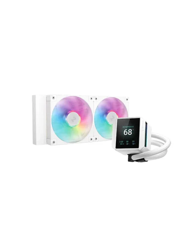DeepCool - Mystique 240 White ARGB 240mm AIO Liquid Cooler 2.8" LCD Screen - R-LX240-WHDSNMCP-G-1