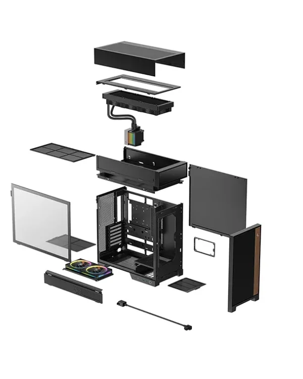 Deepcool CL6600 Hypersplit ATX Mid-Tower PC Case with Pre-Installed 360mm AIO Liquid Cooler Black - R-CL6600-BKNNA0-G-1