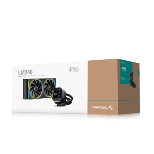 DeepCool LM240 240mm AIO Liquid Cooler with 2.4" IPS Display and ARGB Fans - Black - R-LM240-BKDMMC-1
