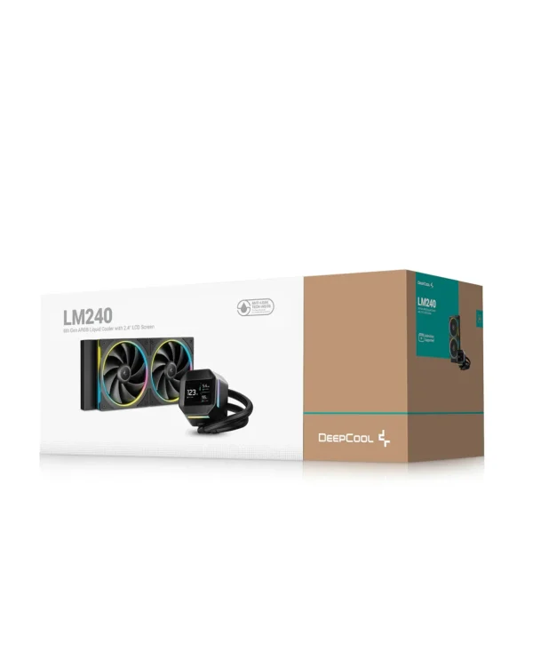 DeepCool LM240 240mm AIO Liquid Cooler with 2.4" IPS Display and ARGB Fans - Black - R-LM240-BKDMMC-1