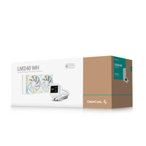 DeepCool LM240 White 240mm AIO Liquid Cooler with 2.4" IPS Display and ARGB Fans - R-LM240-WHDMMC-1