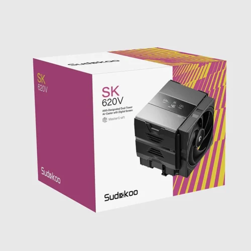 SUDOKOO SK620V Dual-Tower CPU Air Cooler with Digital Display - Black - R-SK620V-BKNDAN-GAS