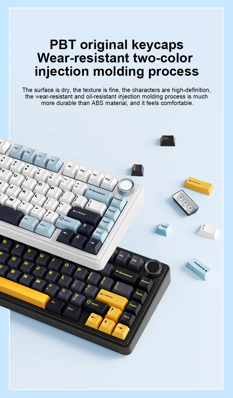 AULA F75 Tri-Mode Gasket Mechanical Wireless 75% Gaming Keyboard 80-Key RGB Tri-Mode Bluetooth 2.4G | 7 Colors | 2 Contour Series