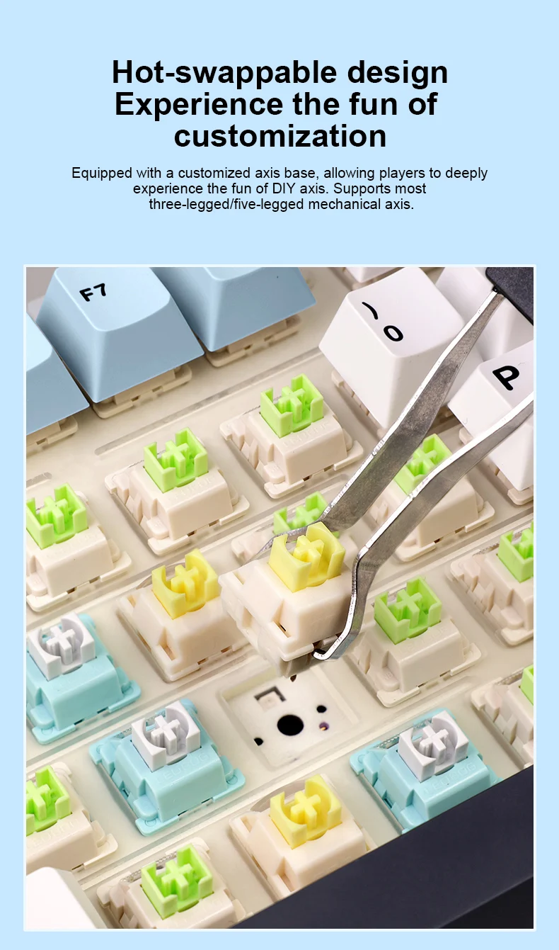 AULA F75 Tri-Mode Gasket Mechanical Wireless 75% Gaming Keyboard 80-Key RGB Tri-Mode Bluetooth 2.4G | 7 Colors | 2 Contour Series