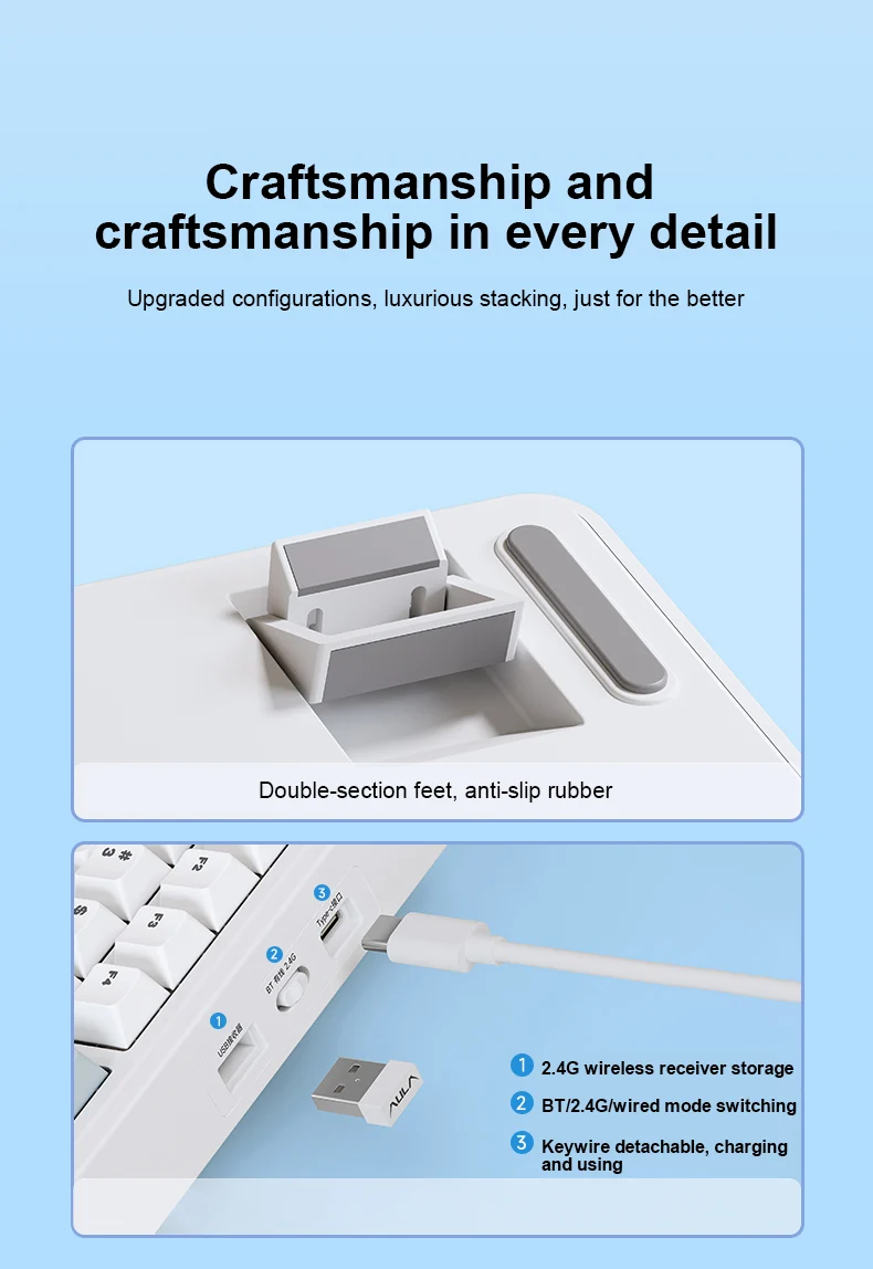 AULA F75 Tri-Mode Gasket Mechanical Wireless 75% Gaming Keyboard 80-Key RGB Tri-Mode Bluetooth 2.4G | 7 Colors | 2 Contour Series