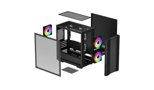 DeepCool CC360 ARGB Micro-ATX Case Tempered Glass 3 Fans Black - R-CC360-BKAPM3-G-1