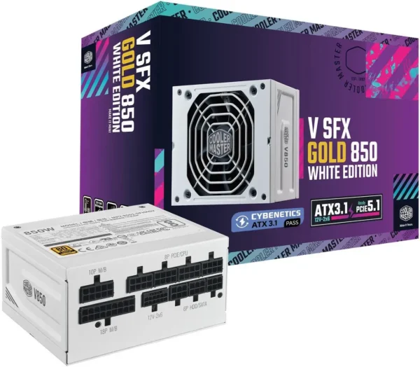 Cooler Master V SFX Gold 850W 80 Plus Gold ATX 3.0 Fully Modular SFX Power Supply White - MPY-8501-SFHAGV-WU