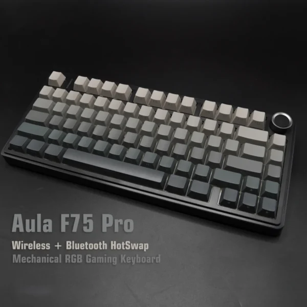 AULA F75 Pro 75% Tri-Mode Wireless Mechanical Gaming Keyboard Gradient Black Side-Printed PBT LEOBOG Reaper Switch 4000Mah Battery