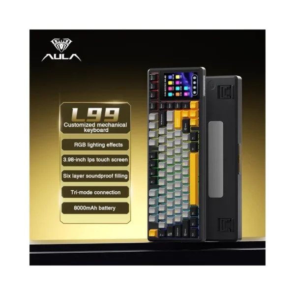 AULA L99 Smart-Screen Mechanical Keyboard 75% RGB 84-Key 3.98" IPS Touchscreen Tri-Mode Wireless Hot-Swappable 8000mAh
