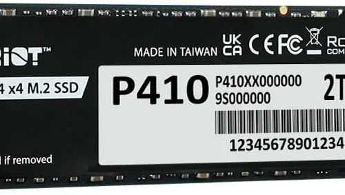 Patriot P410 2TB NVMe M.2 2280 PCIe Gen4 x4 Internal SSD - P410P2TBM28H