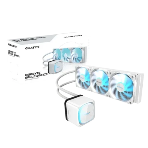 GIGABYTE EAGLE iCE 360 White 360mm ARGB AIO Liquid CPU Cooler 3200 RPM Pump 3x 120mm PWM Fans - GP-GIGABYTE-EAGLE-360I