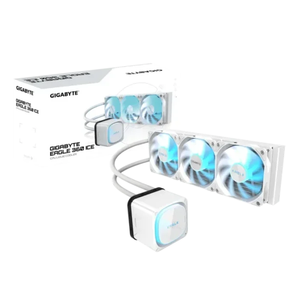 GIGABYTE EAGLE iCE 360 White 360mm ARGB AIO Liquid CPU Cooler 3200 RPM Pump 3x 120mm PWM Fans - GP-GIGABYTE-EAGLE-360I