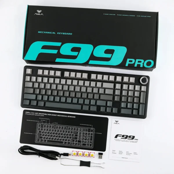 AULA F99 PRO 100% Tri-Mode Wireless Gasket RGB Mechanical Keyboard 108-Key 8000mAh | 3 Colors