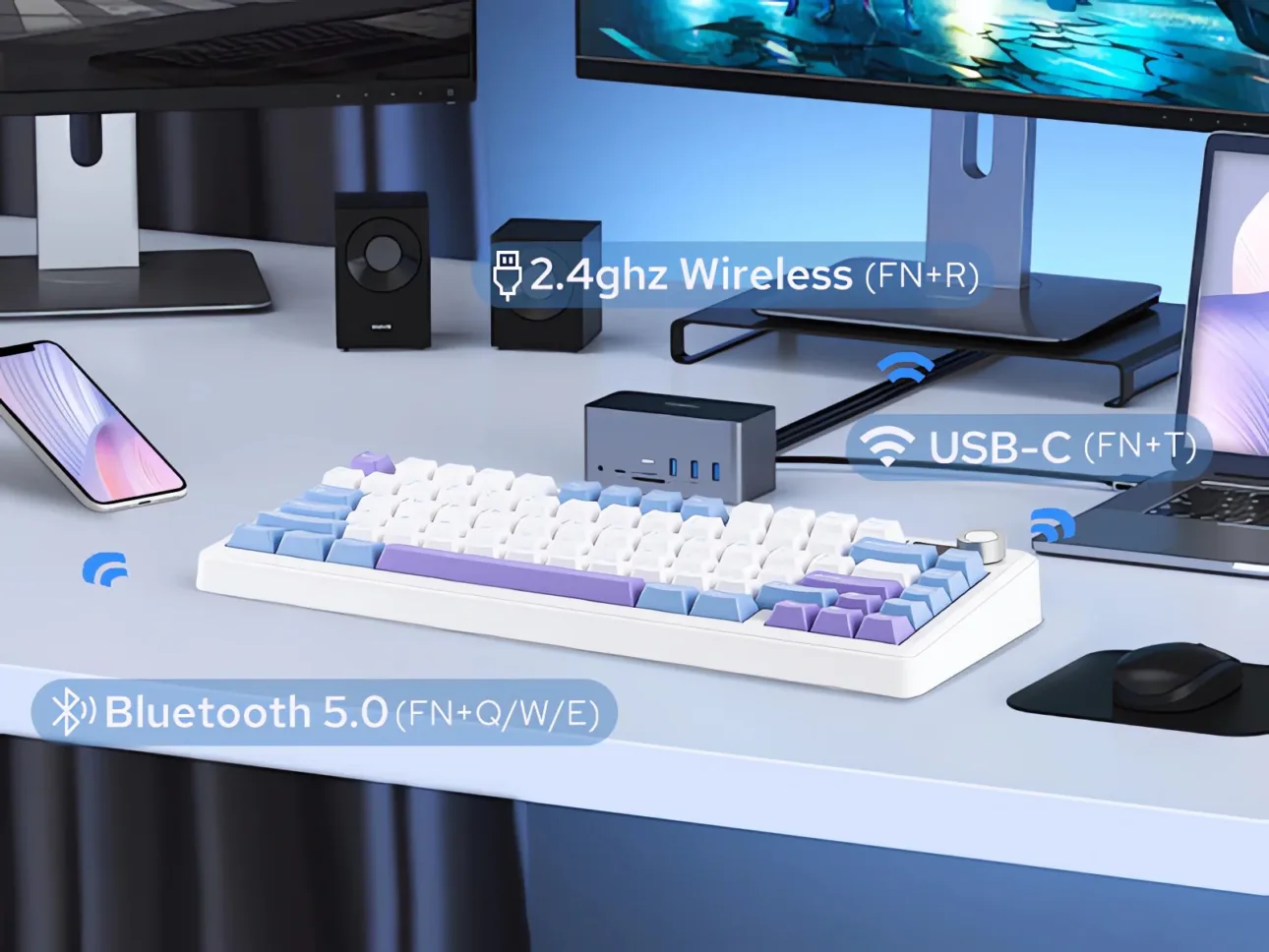 AULA F75 MAX 75% Tri-Mode Wireless Gasket Mechanical Keyboard TFT Screen Metal Knob Reaper Linear 4000mAh - Gradient Gray