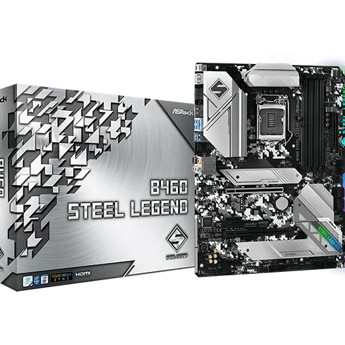 ASRock B460 Steel Legend Intel B460 LGA1200 ATX Motherboard 2.5G LAN PCIe 3.0 DDR4 - ASROCK B460 STEEL LEGEND