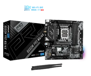 ASRock B660M PRO RS/AX DDR4 Micro ATX Motherboard - Wi-Fi 6E Bluetooth 5.3 LGA1700 - ASROCK B660M PRO RS/AX