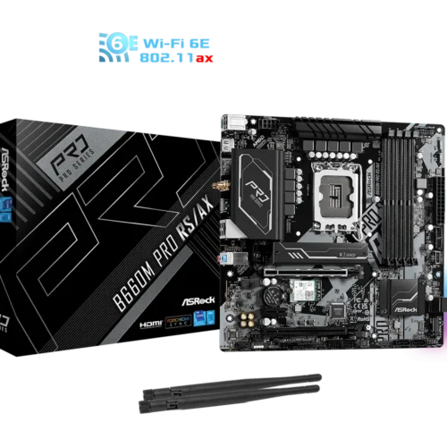 ASRock B660M PRO RS/AX DDR4 Micro ATX Motherboard - Wi-Fi 6E Bluetooth 5.3 LGA1700 - ASROCK B660M PRO RS/AX
