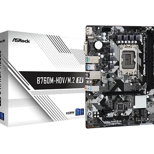 ASRock B760M-HDV/M.2 D4 - Micro ATX, LGA1700, DDR4, PCIe 4.0, Gigabit LAN - ASROCK B760M-HDV/M.2 D4