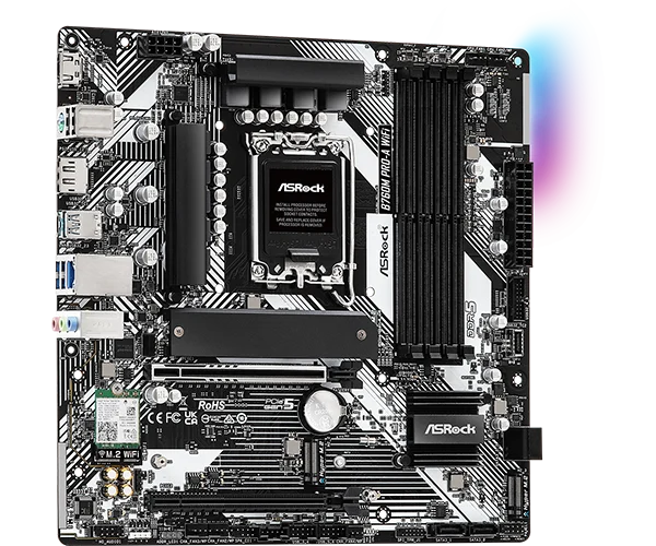 ASRock B760M Pro-A WiFi - Micro ATX, LGA1700, DDR5, PCIe 5.0, 2.5G LAN, Wi-Fi 6E - ASROCK B760M PRO-A WIFI