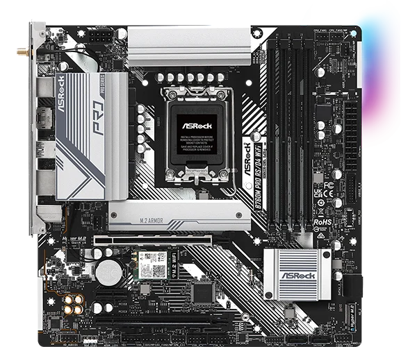 ASRock B760M Pro RS/D4 WiFi - Micro ATX, LGA1700, DDR4, PCIe 4.0, 2.5G LAN, Wi-Fi 6E - ASROCK B760M PRO RS/D4 WIFI