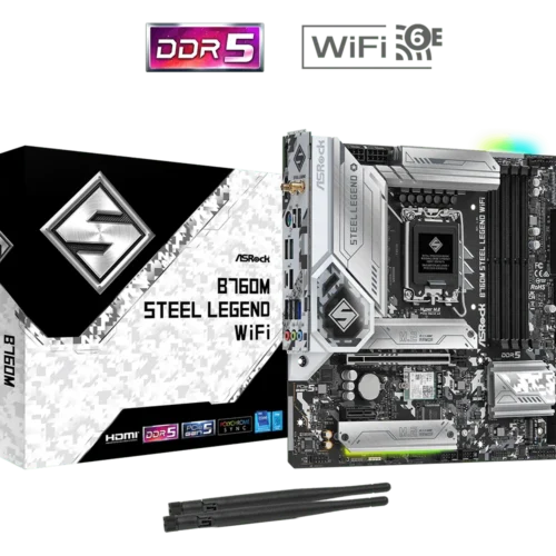 ASRock B760M Steel Legend WiFi - Micro ATX, LGA1700, DDR5, PCIe 5.0, Wi-Fi 6E - ASROCK B760M STEEL LEGEND WIFI