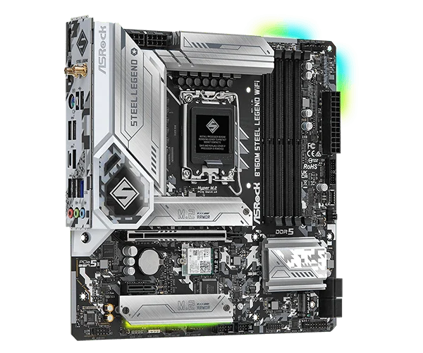 ASRock B760M Steel Legend WiFi - Micro ATX, LGA1700, DDR5, PCIe 5.0, Wi-Fi 6E - ASROCK B760M STEEL LEGEND WIFI