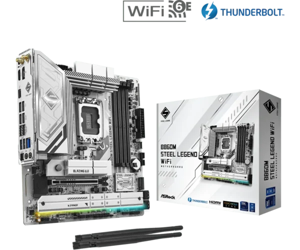 ASRock B860M Steel Legend WiFi - Micro ATX, LGA1851, DDR5, PCIe 5.0, Wi-Fi 6E - ASROCK B860M STEEL LEGEND WIFI