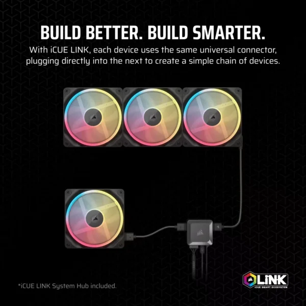 CORSAIR iCUE LINK LX120-R RGB 120mm PWM Reverse Fans Starter Kit Triple Pack Magnetic Dome - CO-9051050-WW