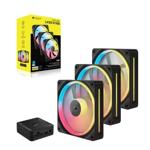 CORSAIR iCUE LINK LX120-R RGB 120mm PWM Reverse Fans Starter Kit Triple Pack Magnetic Dome - CO-9051050-WW