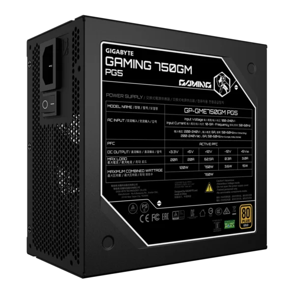 GIGABYTE GAMING PG5 80 PLUS Gold Fully Modular ATX 3.1 PCIe 5.1 Power Supply - GP-GME750GM-PG5 | GP-GME850GM-PG5