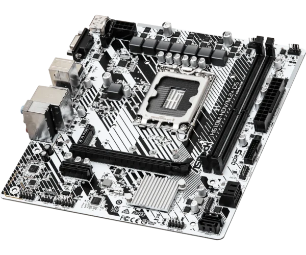 ASRock H610M-HDV/M.2+ D5 Intel H610 LGA1700 DDR5 Micro ATX Motherboard White - ASROCK H610M-HDV/M.2+ D5 (White)