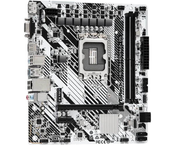 ASRock H610M-HDV/M.2+ D5 Intel H610 LGA1700 DDR5 Micro ATX Motherboard White - ASROCK H610M-HDV/M.2+ D5 (White)
