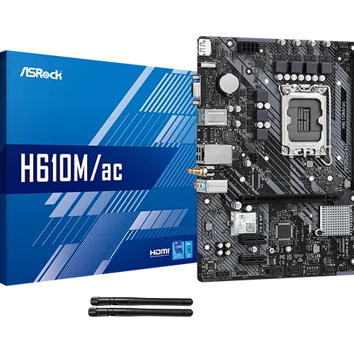 ASRock H610M/ac Intel H610 LGA1700 DDR4 Micro ATX Motherboard - ASROCK H610M/AC